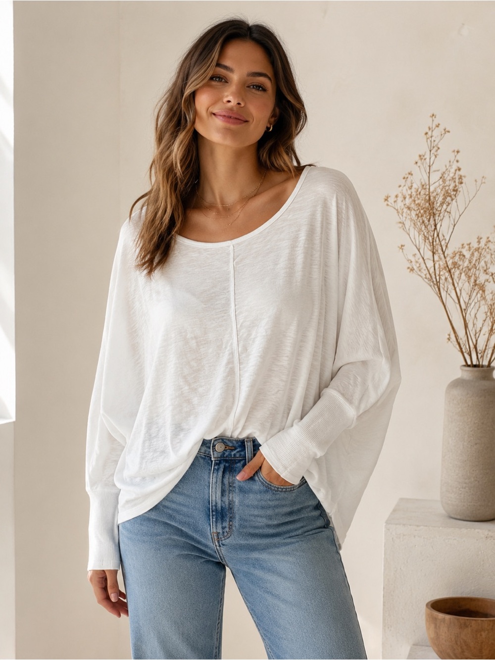 Express White Oversized Dolman Sleeve Top Size Medium